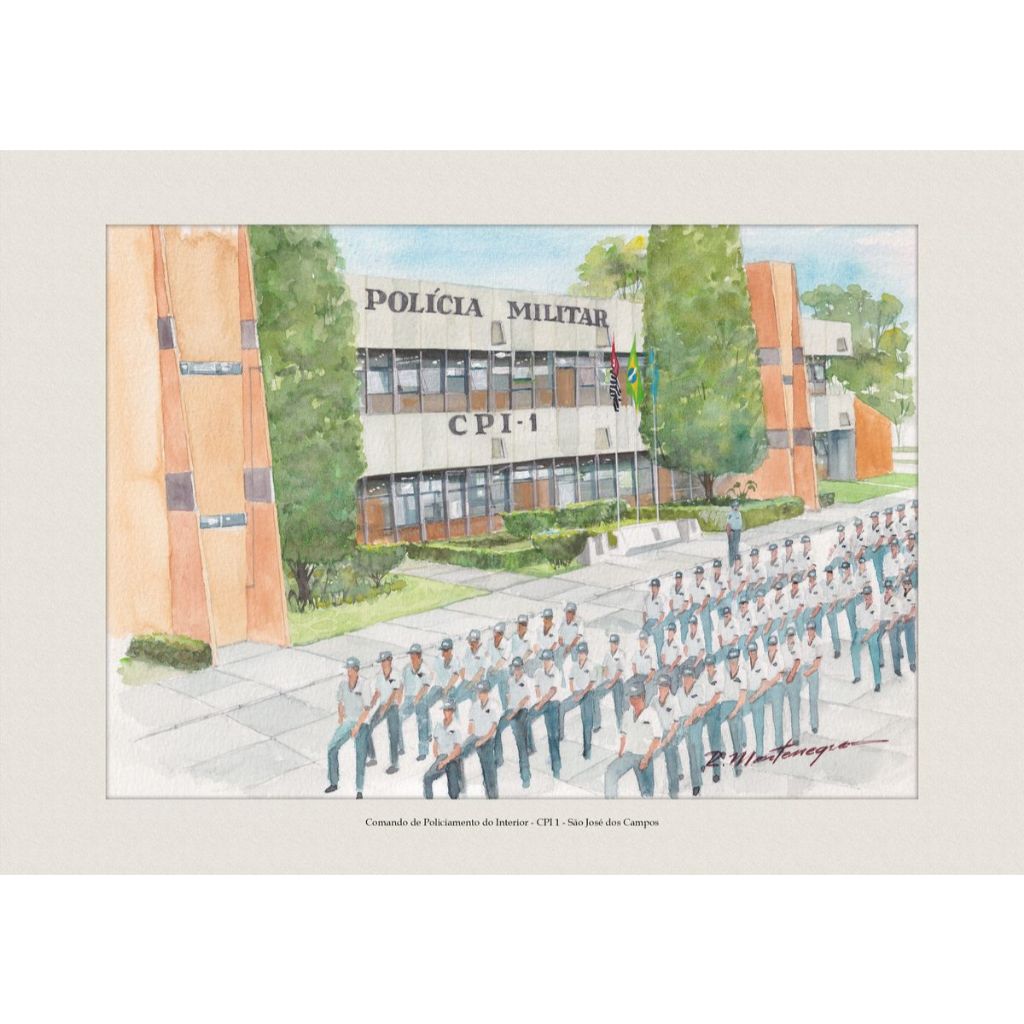Pintura em Aquarela Comando de Policiamento do Interior - CPI 1 - São José dos Campos | A4