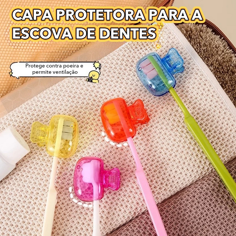 Kit 4 Capas Protetoras para Escova de Dental com Tampa - Viagem