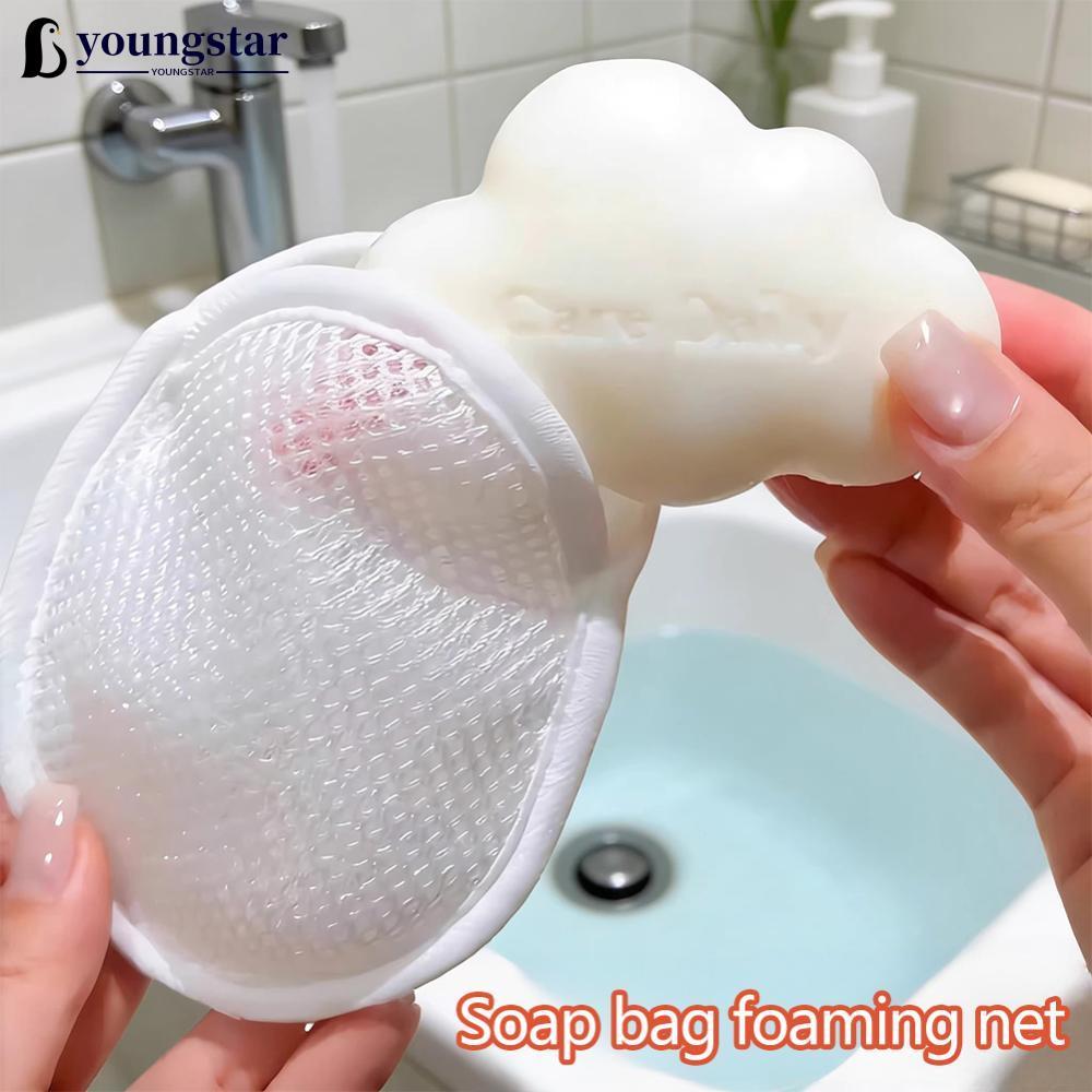 YOUNGSTAR 4 Pçs/Set Dupla Face Poliéster Espuma Sabão Malha Saco Banho Bolha Fabricante Esfoliante Ferramenta De Limpeza