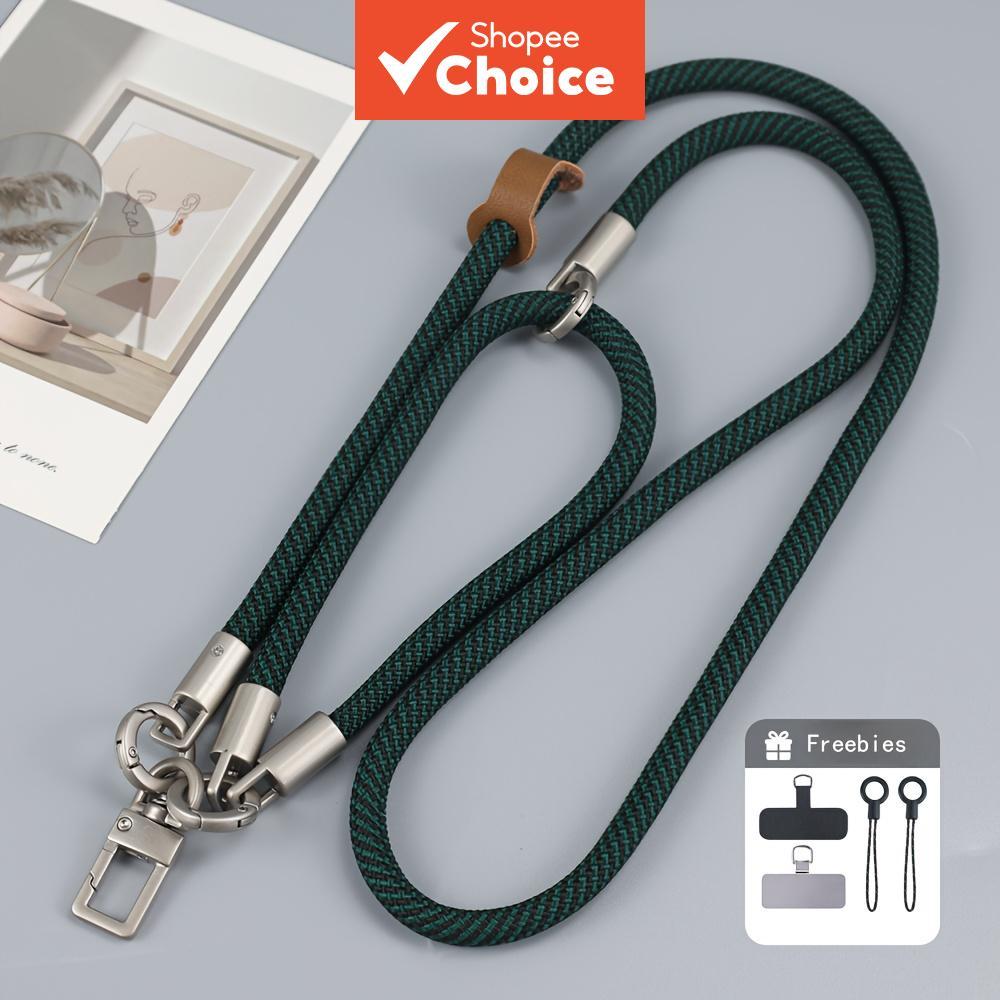 Cordão De Nylon Listrado Multidirecional 3 Em 1 Alça De Pulso De Pescoço Crossbody Para Chaves De Telefone Com Crachá De