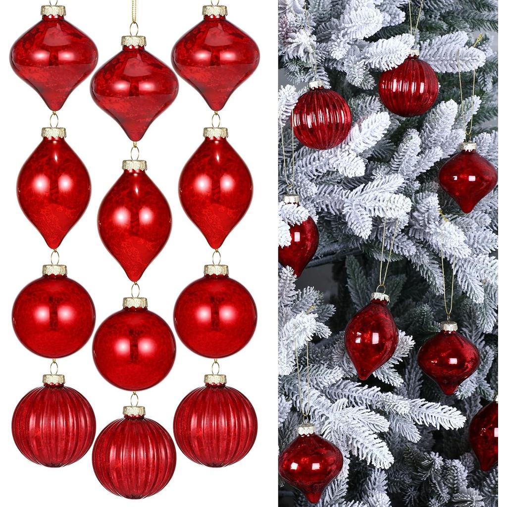 12 Pcs Mercury Glass Christmas Ornaments 2.36