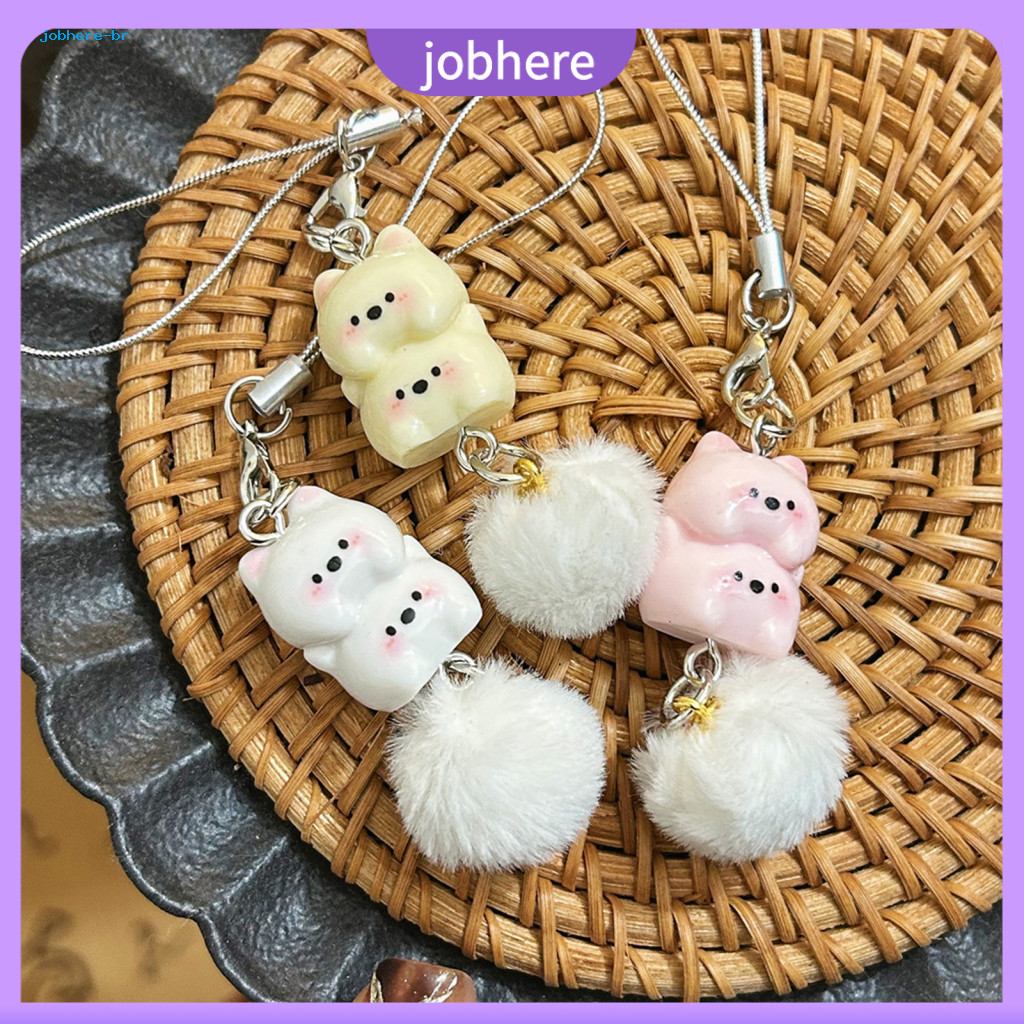 Resin Puppy Keychain Portable Plush with 3d Ball Design Steel Wire Lanyard Cute Mobile Phone Bag Charm Durable Hanging O