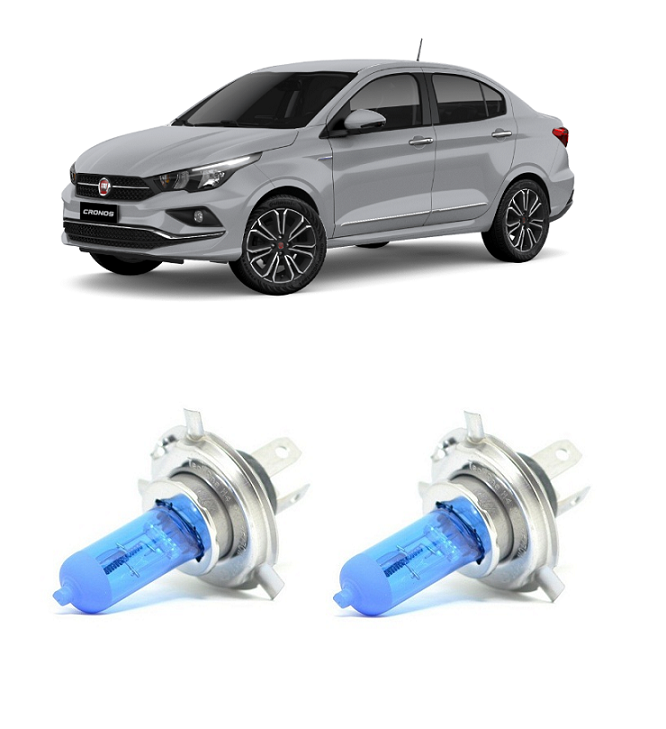 Par Lampada Super Branca Farol Alto Fiat Cronos 2018 2019 2020 8500k H7 12v 55w