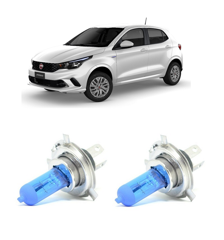 Par Lampada Super Branca Farol Alto Fiat Argo 2017 2018 2019 2020 8500k H7 12v 55w