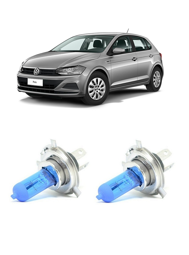 Par Lampada Super Branca Farol Baixo Polo 2018 2019 2020 8500k H7 12v 55w