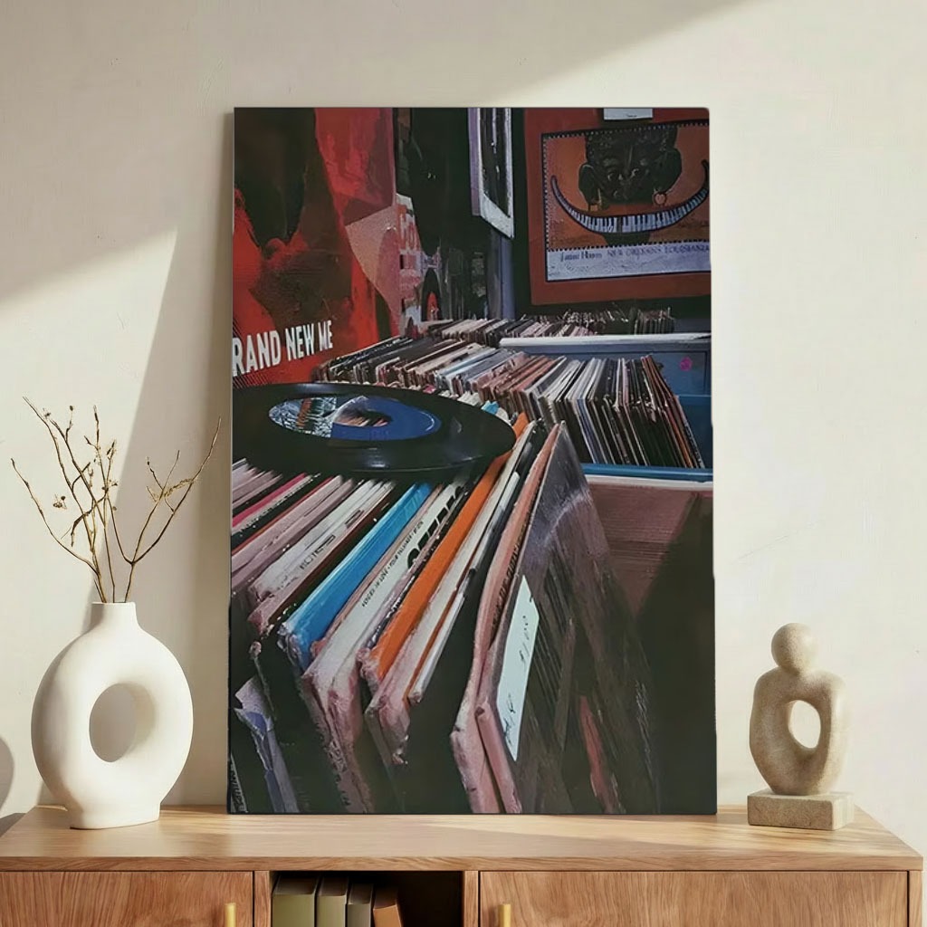 Quadro Decorativo Discos de Vinil Aesthetic Loja Retrô Sem Furar Parede