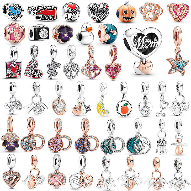 Clássico Moda Prata Amor 925 Pulseira de Prata Beaded DIY Pulseira Beaded Colar Pingente Acessórios