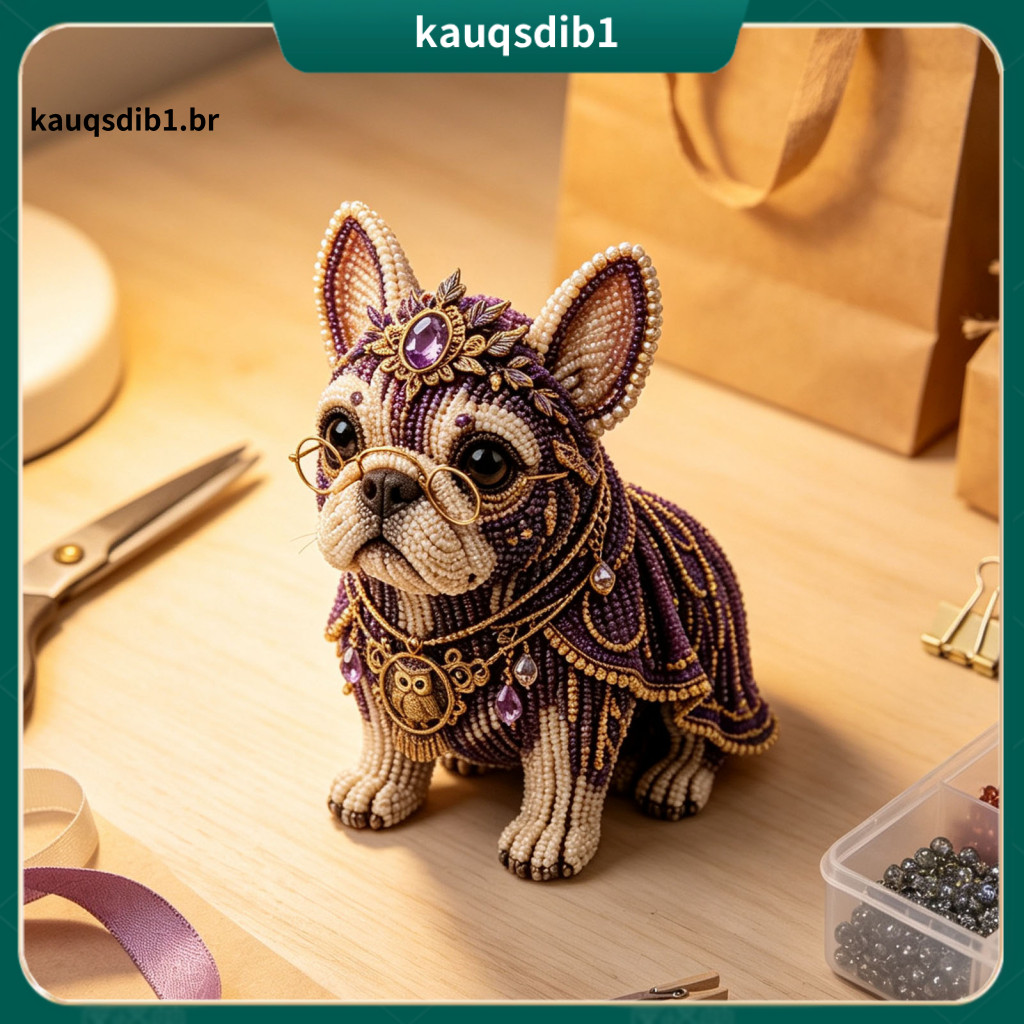 Bulldog Craft Kit Diy Beading Mythical 3d Beaded Art – Handmade Unique Gift for Lovers Home Decoration Easy Step-by-st