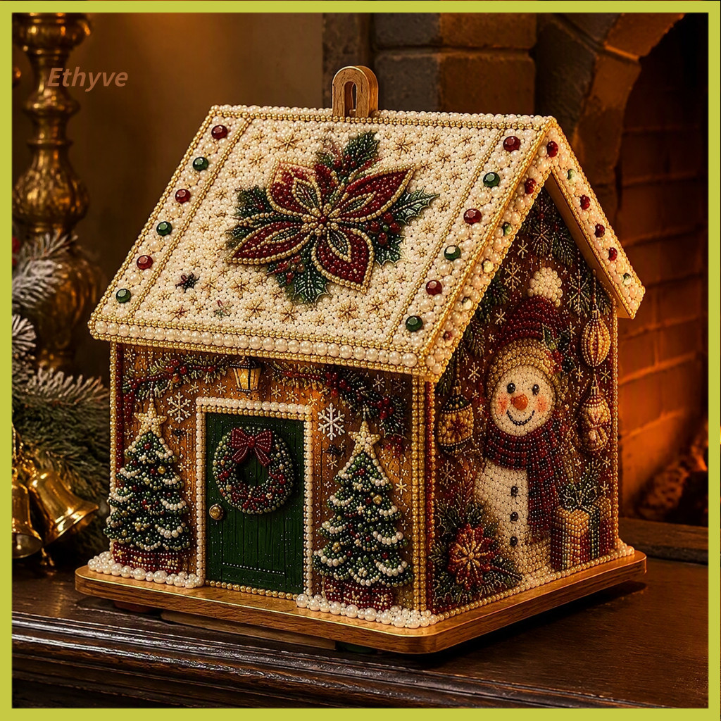 Sparkling Rhinestone Christmas Tree Hanging 3d Cabin Craft Faux Pearl Art Kit Diy Handmade Beaded Xmas Decoration for Ho