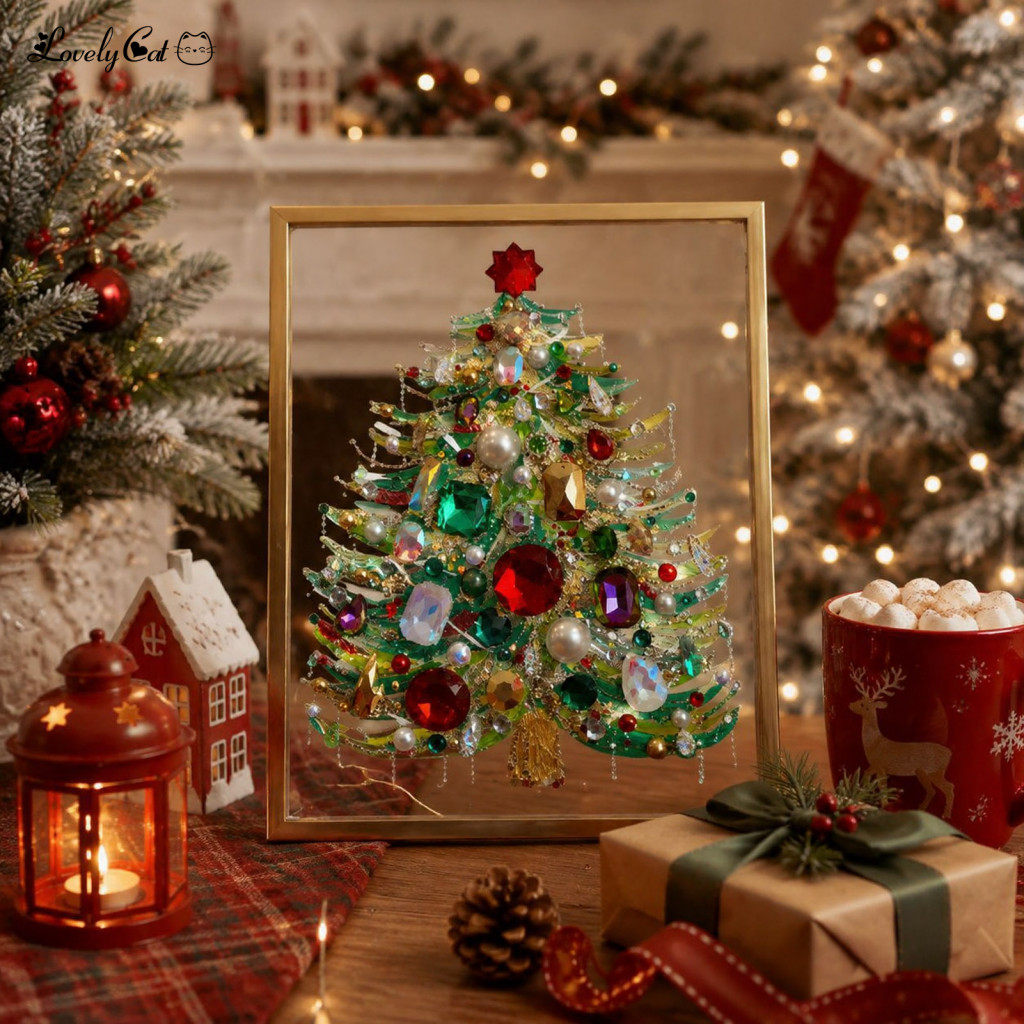 Diamond Painting Christmas Kit Stress Relief Craft Activity Diy 3d Beaded Tree – Sparkling Holiday Set for Adults Begi