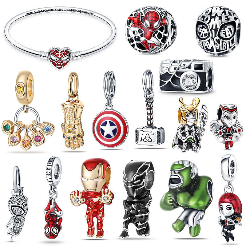 Original Beaded Marvel Série Marvel Pingente Homem-Aranha s925 Sterling Silver Exquisite Jewelry DIY Gift VKYK N7HV