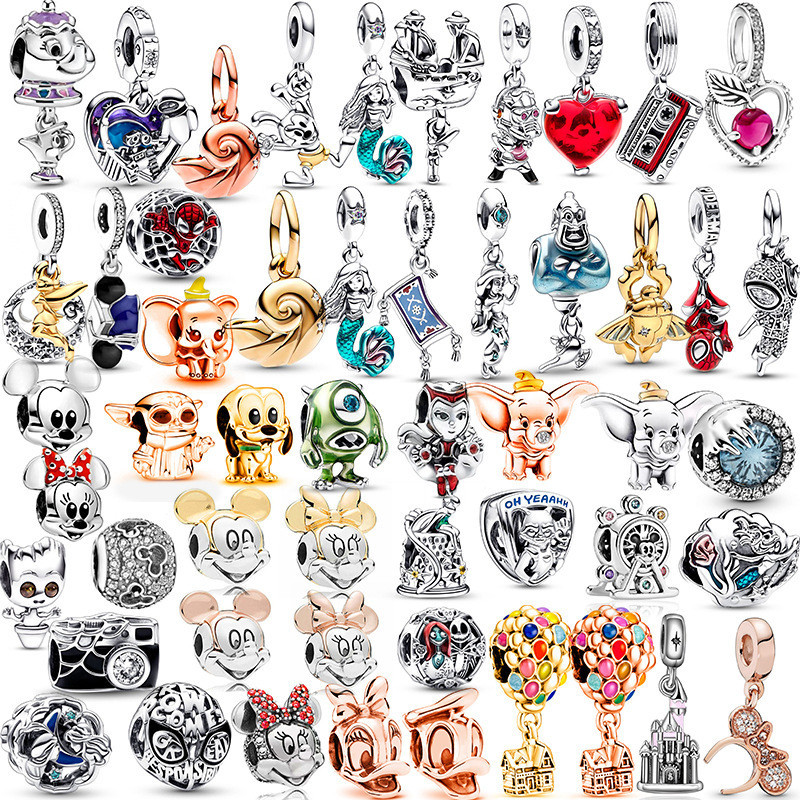 Berloques Pingente Prata 925 Diy Alloy Beaded Moda Desenho Animado Jóias Banhado A Ouro Banhado A Prata