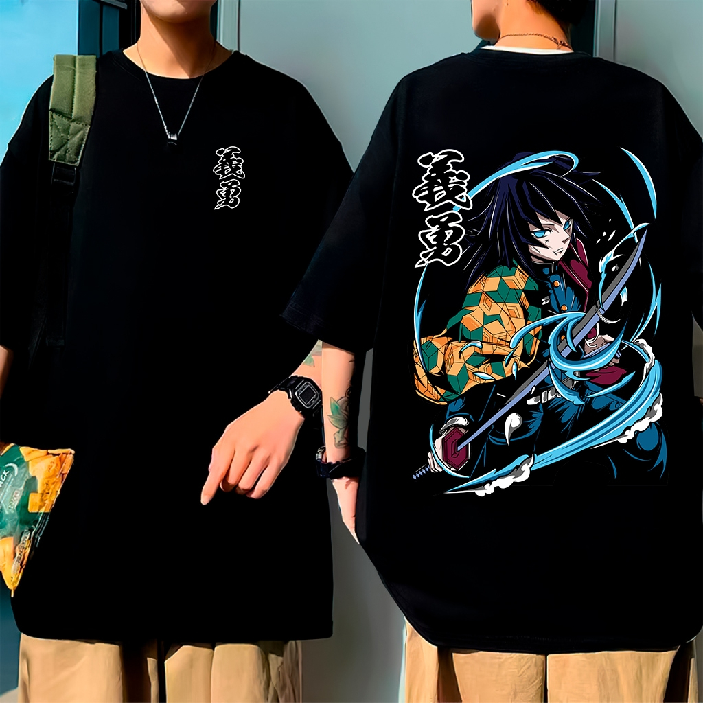 Camiseta Oversized Anime Estampada Tomioka Demon Slayer Unissex 100% Algodão Oni Pillar