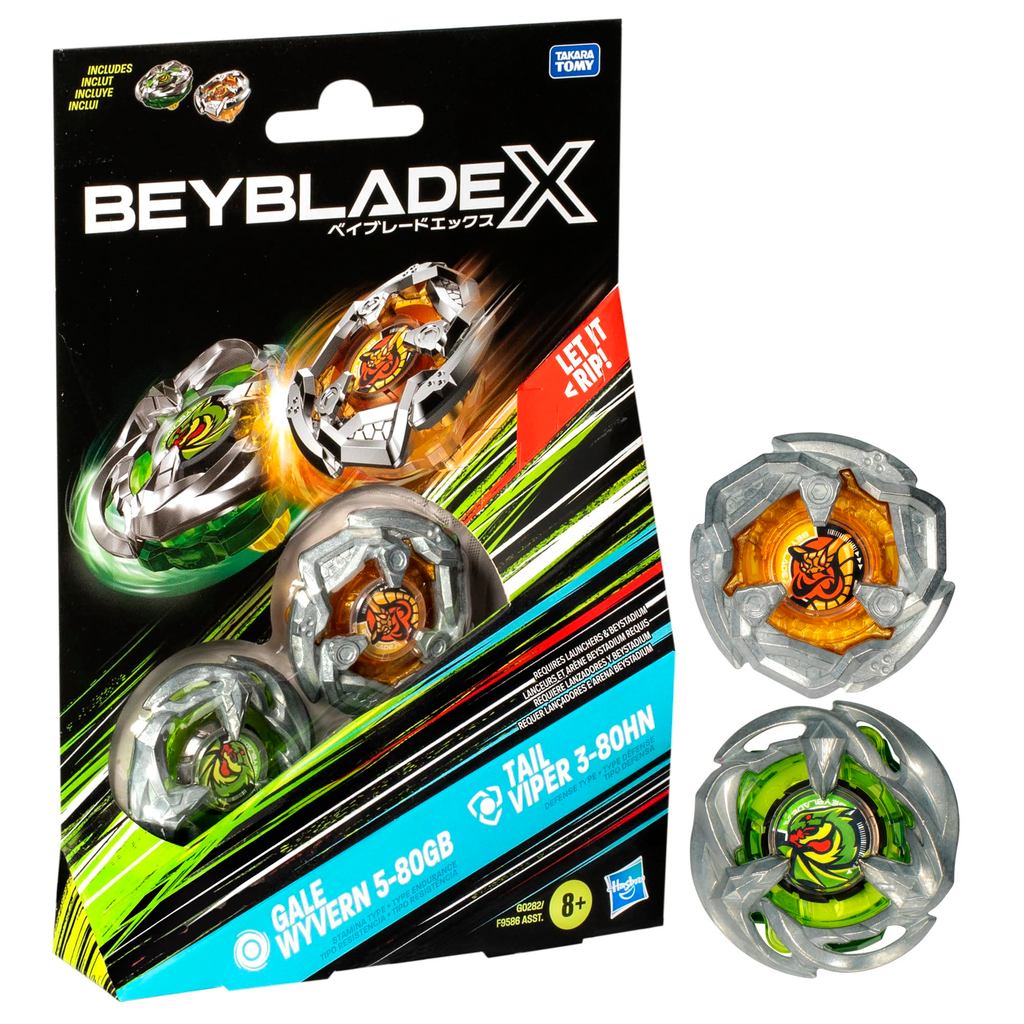 【direto do Japão】 Beyblade X Gale Wyvern e Tail Viper - Conjunto Duplo com 2 Piões de Giro à Direita - Br
