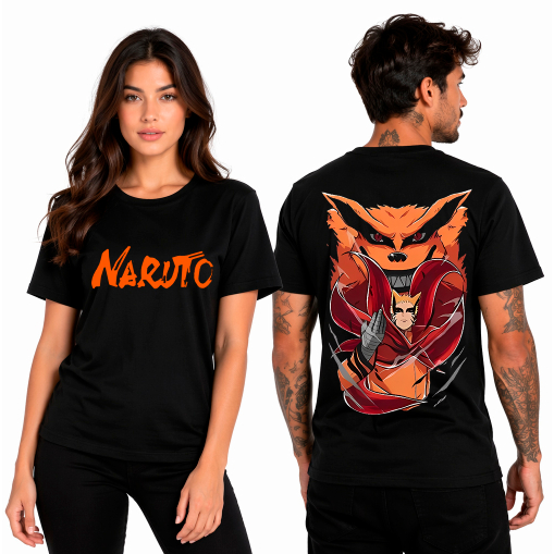 Camiseta Básica camisa Unissex Naruto Ninte Tails Fox naruto kurama modo chakra shippuden anime streetwear  oversized