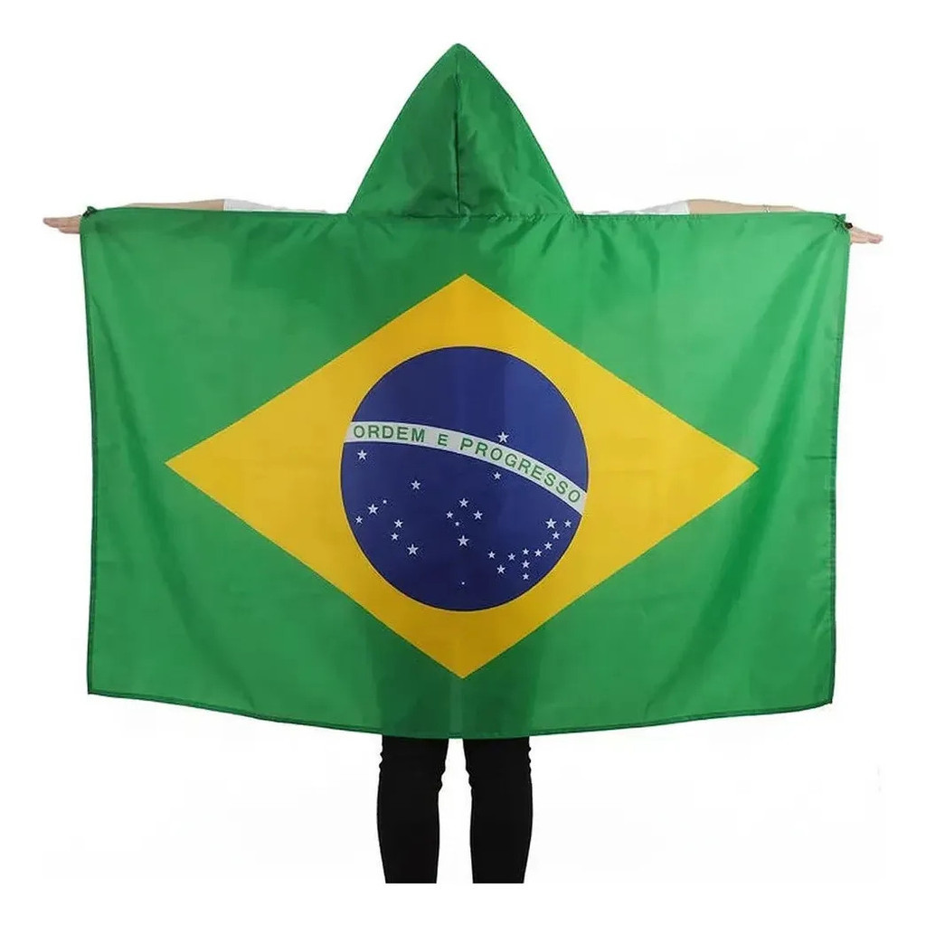 Body Flag Para Vestir Bandeira Brasil 90x150cm Capa Torcedor