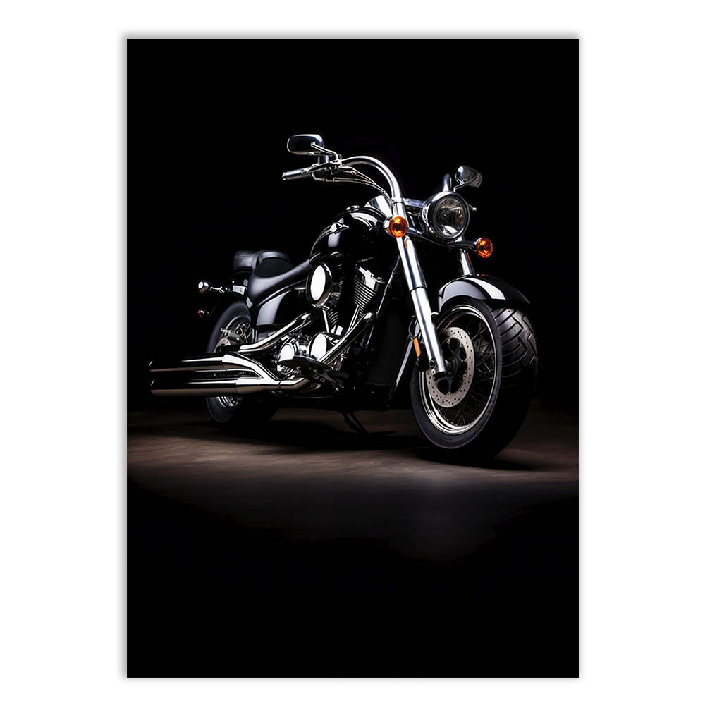 Placa Decorativa Moto Custom Cruiser Ilustração V3 Decoração Poster Quarto Sala