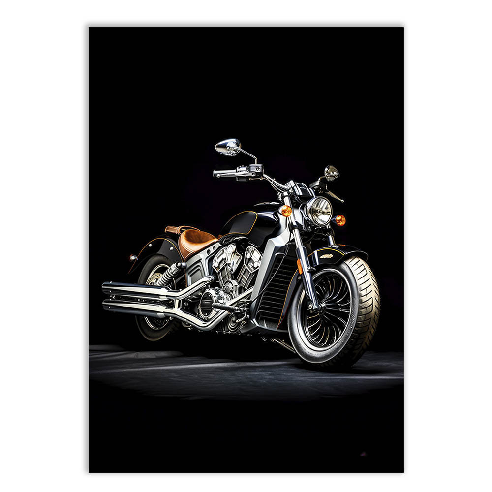 Placa Decorativa Moto Custom Cruiser Ilustração V2 Decoração Poster Quarto Sala