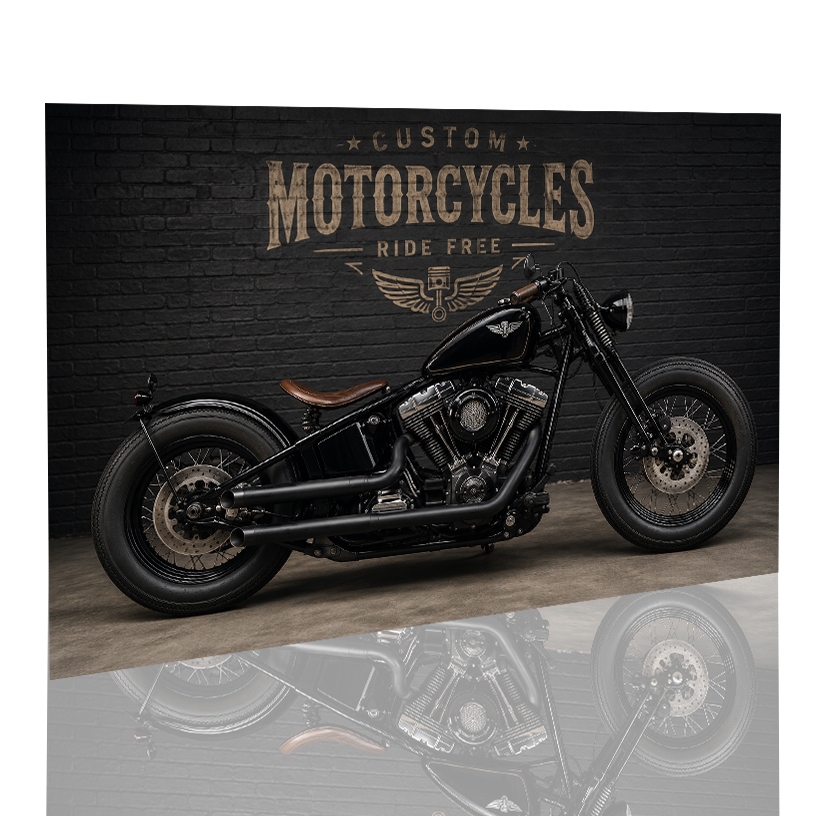 Quadro Decorativo Moto Custom Clássica Premium MDF 3mm
