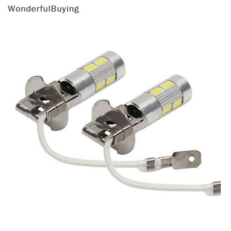 2 Pçs H1 H3 LED Lâmpadas De Carro 6000K Branco Alta Potência 10-SMD 5630 Decodificação Do Luz Nevoeiro Condução DRL Lâmp
