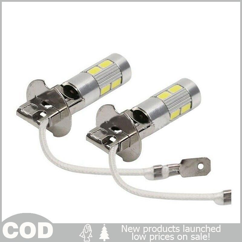 2 Pçs H1 H3 LED Lâmpadas De Carro 6000K Branco Alta Potência 10-SMD 5630 Decodificação Do Luz Nevoeiro Condução DRL Lâmp