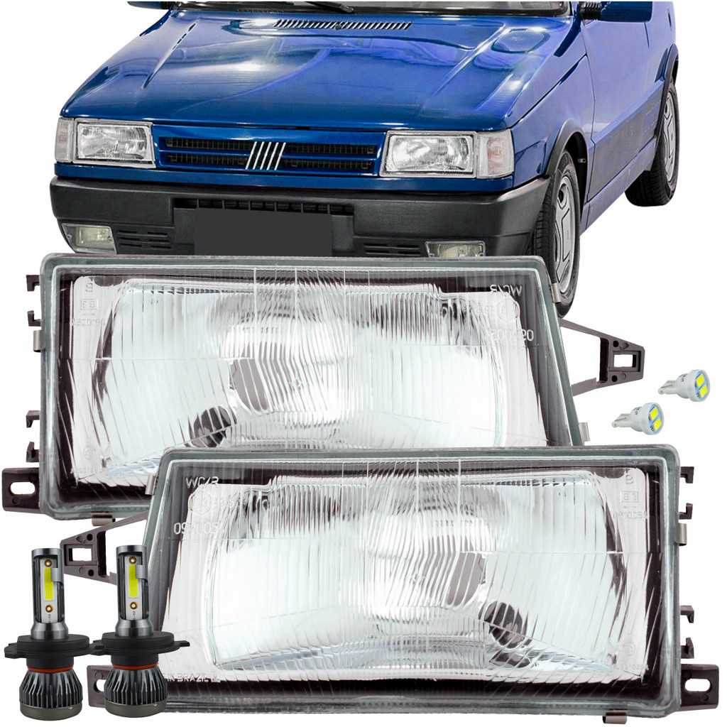 Par Farol Uno Fiorino Elba 1991 92 à 2003 Cromado + Lâmp LED 6000K