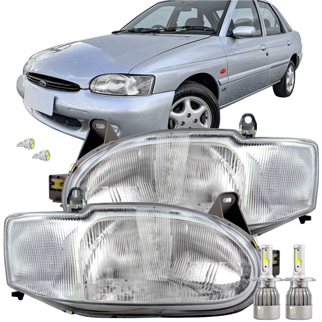 Par Farol Escort Zetec SW 1997 1998 1999 à 2002 Vidro + Lâmp LED 6000K