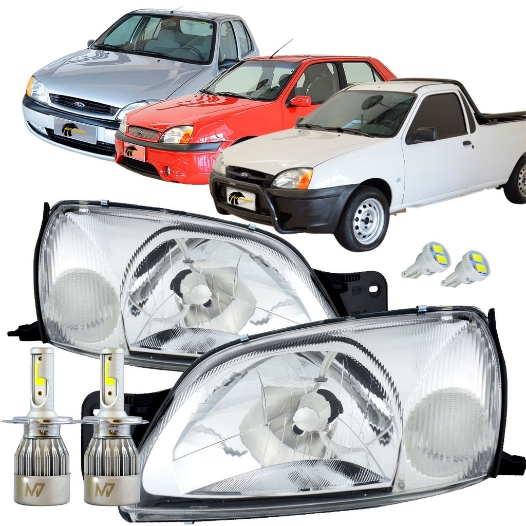 Kit Farol Vidro Cristal Courier 00 A 02 C/ Lamp Led 6000k