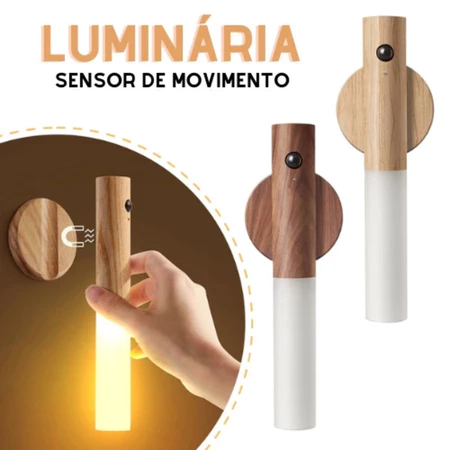 KIT 2 Wooden Motion Sensor LED Light Rechargeable Wall Lamp For Wall Table