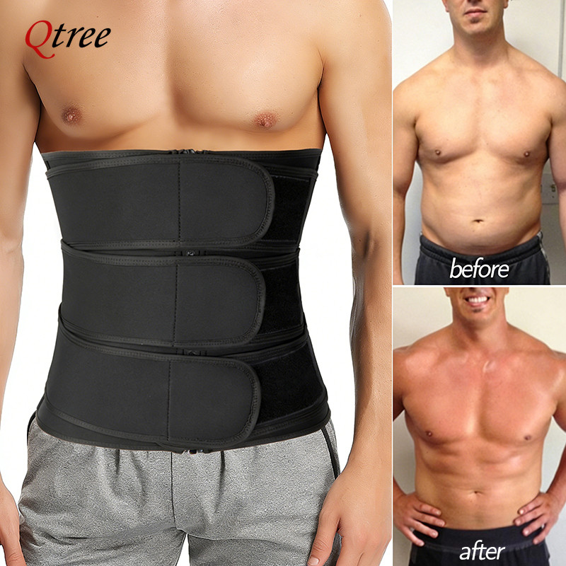 Qtree Masculino Cintura Trainer Espartilho Emagrecimento Cinto Perda De Peso Corpo Shaper Aparador Abdominal Suor Queima
