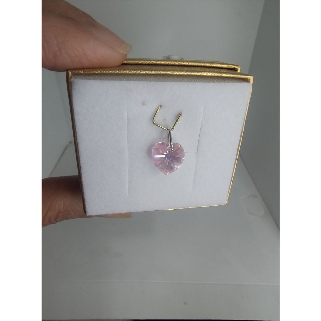 Pingente Cristal austríaco Light Rose Boreal 1,0 cm em Prata