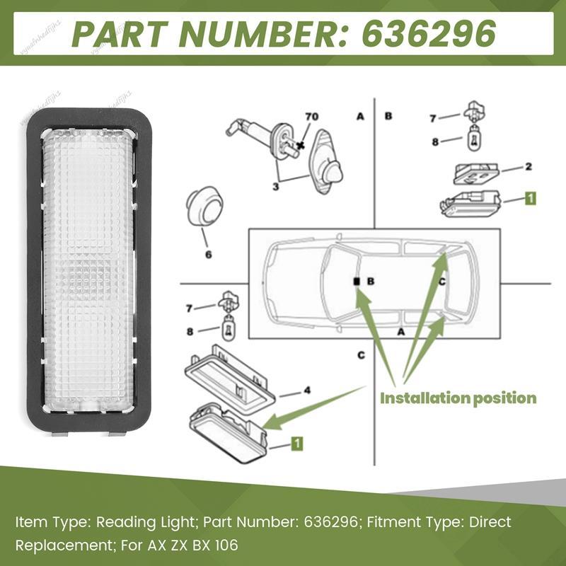 Luz De Leitura Interna 636296 Para AX BX 106 Lnterior Dome Lamp Lâmpada Interior