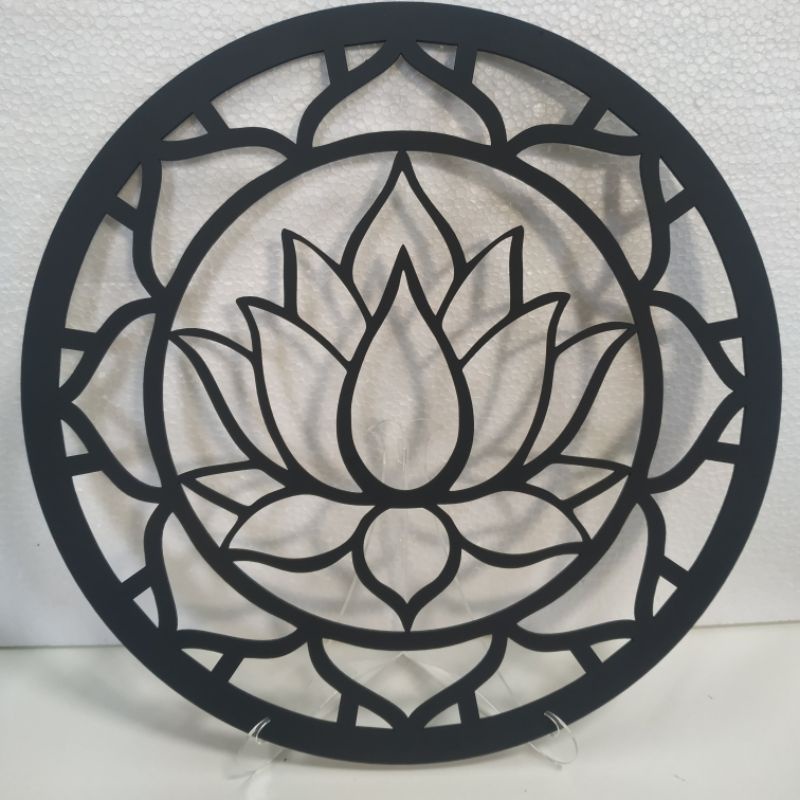 Quadro Aplique de Parede Vazado Decoração Sala Quarto Escritório Mandala Flor de Lótus mdf 3mm