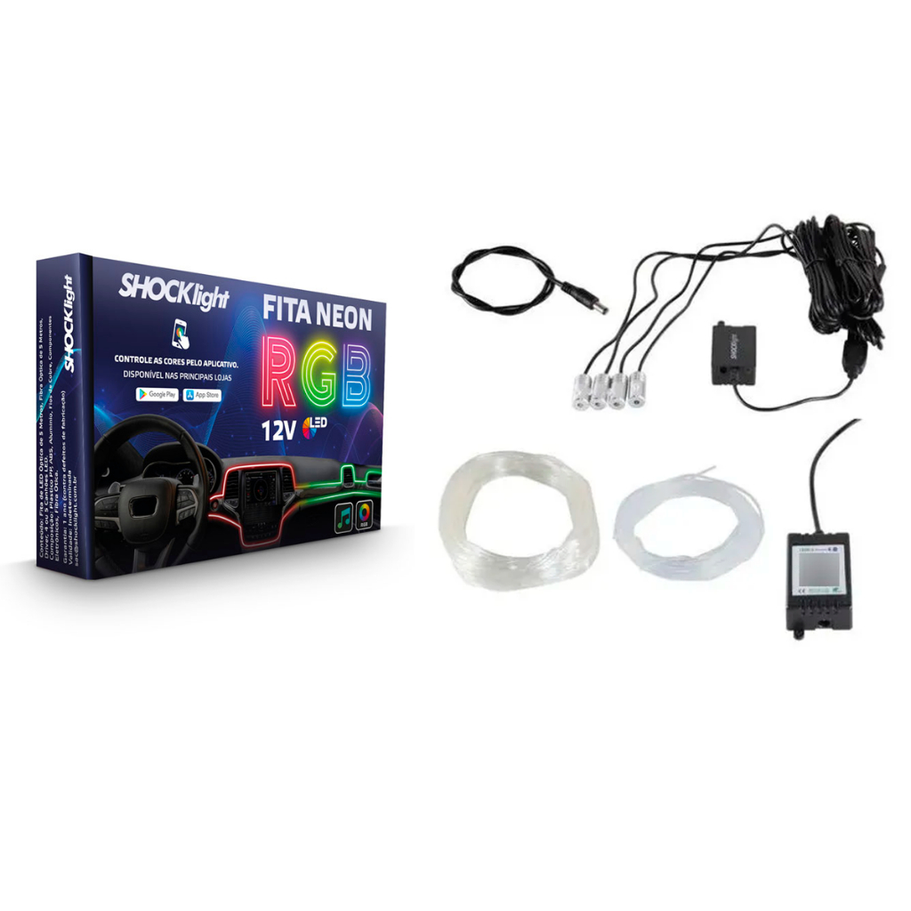 Fita Led Luz Interna Neon Rgb Painel Carro 5m Metros Tunning H7 6500k