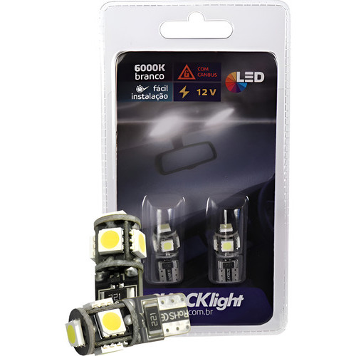 Par Pingão Led T10 6000k 12v Shock Light Com Canbus