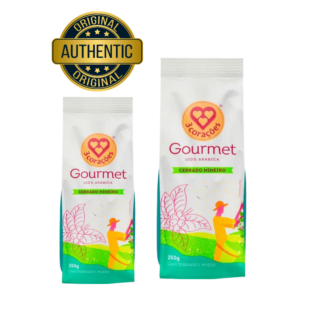 Café 3 corações gourmet cerrado mineiro 2 Pacotes kit 250g 100% arábica torrado moído café da manhã