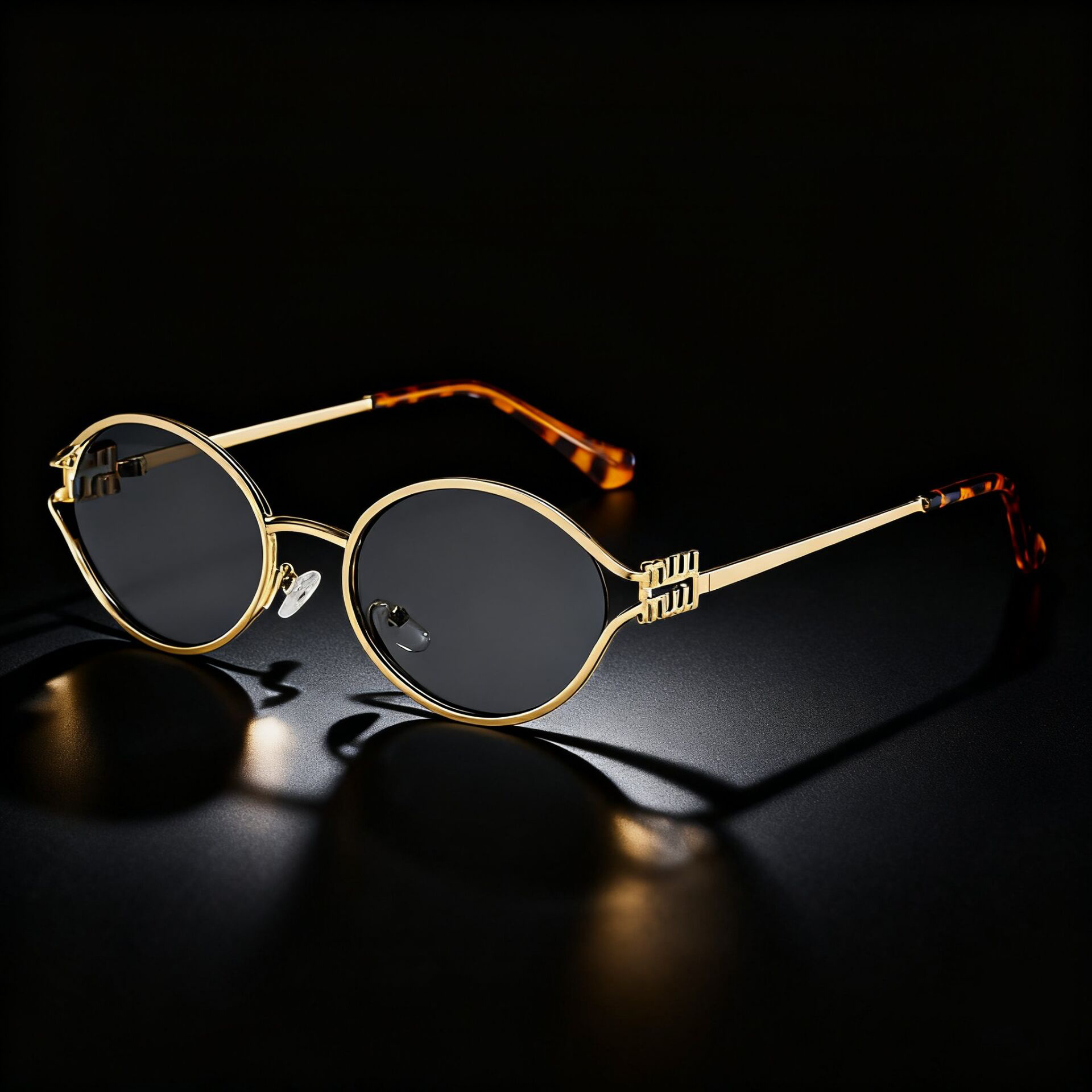 Óculos de Sol de Metal Unissex Vintage Oval UV400 para Homens e Mulheres