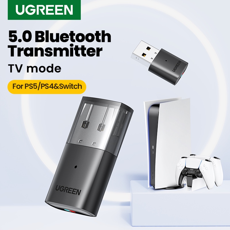 Transmissor Bluetooth UGREEN USB 5.0 Adaptador Sem Fio Dongle De Baixa Latência Compatível Com PS5 Switch AirPods Sony