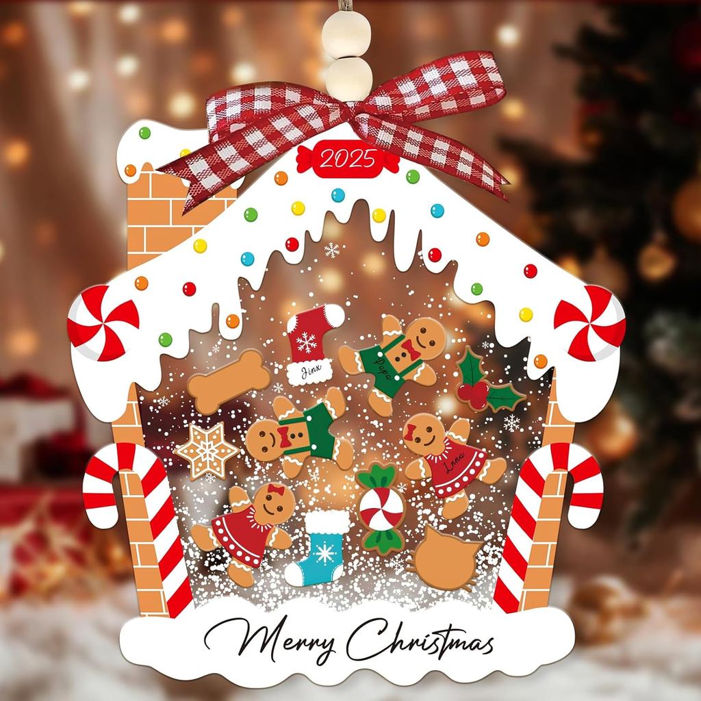 Personalized Family Christmas Ornaments 2025, DIY Ginger Breads Families of 2,3,4,5,6,7,8,9,10 Members, Family Christmas