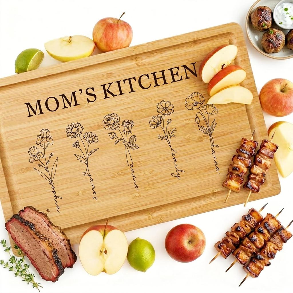 Personalized Mothers Day Gifts for Mom Grandma Custom Cutting Board with Names Mothers Day Birthday Christmas Gift for W