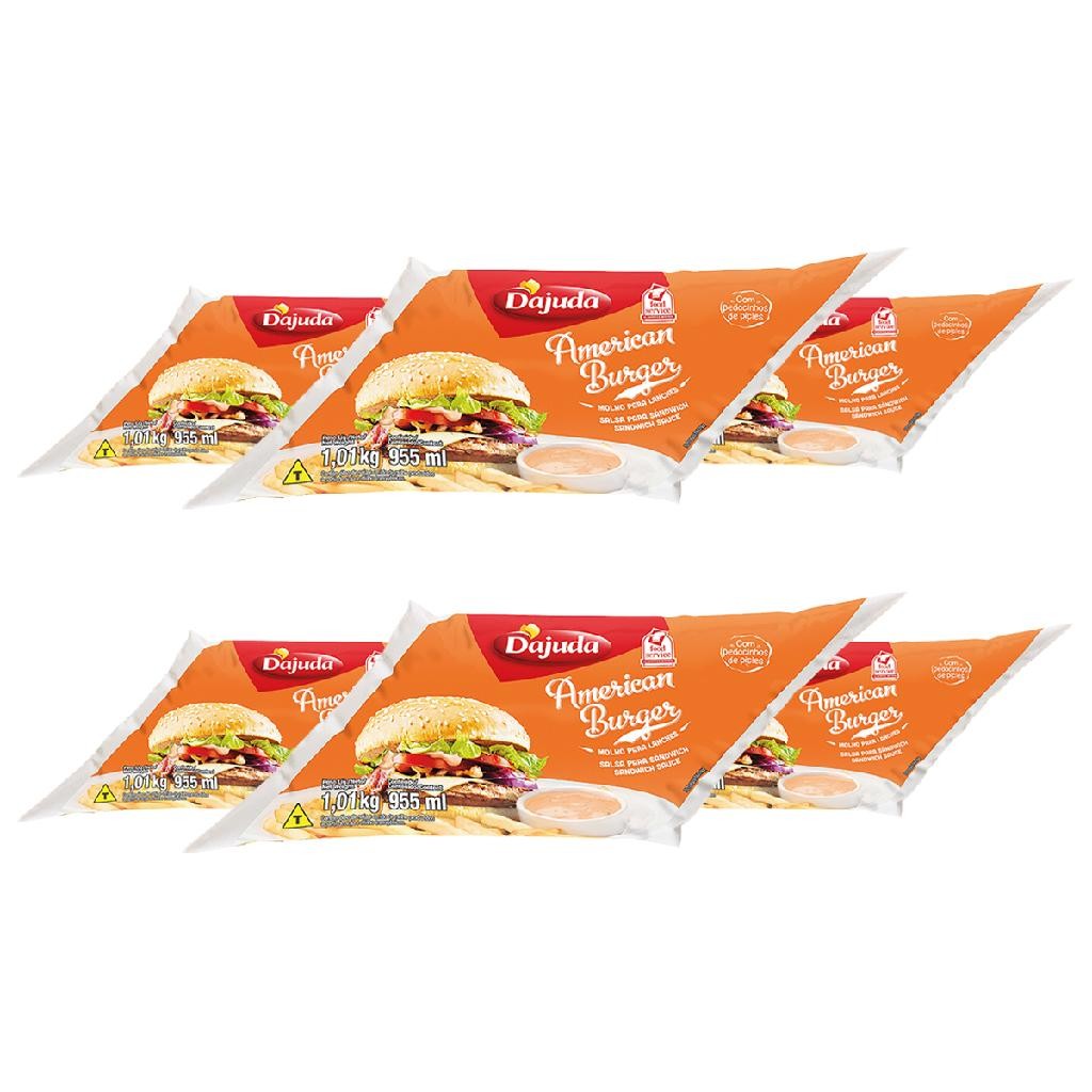 Kit com 6 Molho American Burguer 1kg Para Lanches E Lanchonete Bag