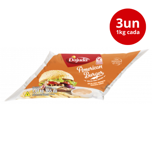 03Un Molho Especial Americano American Burger Para Sanduíches Frango Molhos Lanches Saladas 1,01 Kg