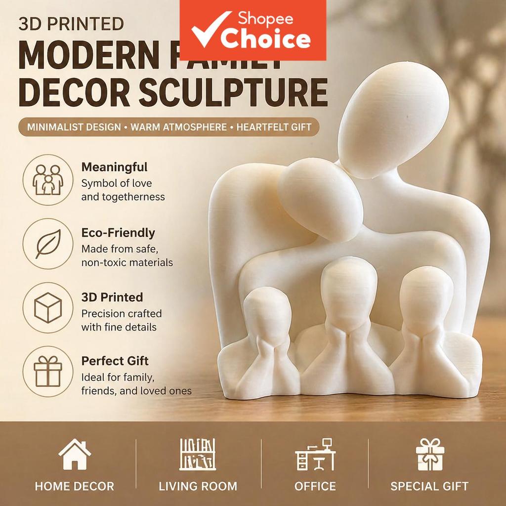 Impresso 3D Família Escultura Moderna Decoração De Casa Minimalista Estatueta Ornamento Desktop Sala Estar Presente Sign