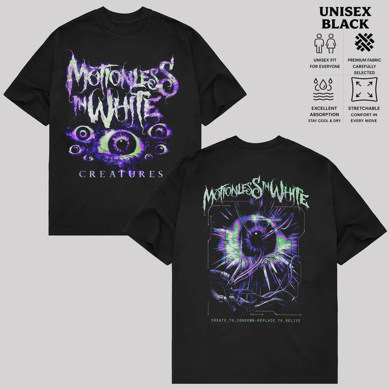 Music.Soul Camiseta Unissex Motionless In White Sign Of Life Eye Estampa Retrô Confortável Fofa Estilosa Casual