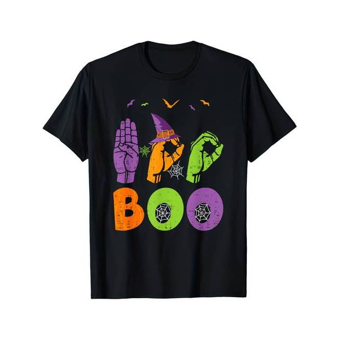 Camiseta Boo Mãos American Sign Language Pride ASL Estilosa Confortável Divertida Casual