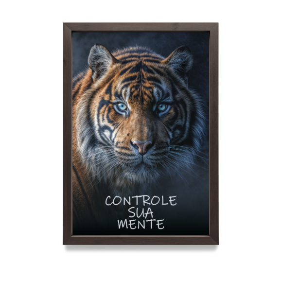 Quadro Decorativo Tigre Controle Sua Mente Motivacional Premium