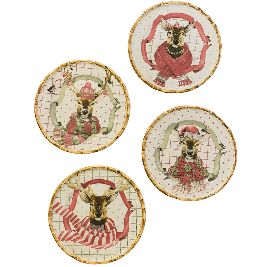 Conjunto 4 Pratos Sobremesa Christmas Deer Maison Blanche