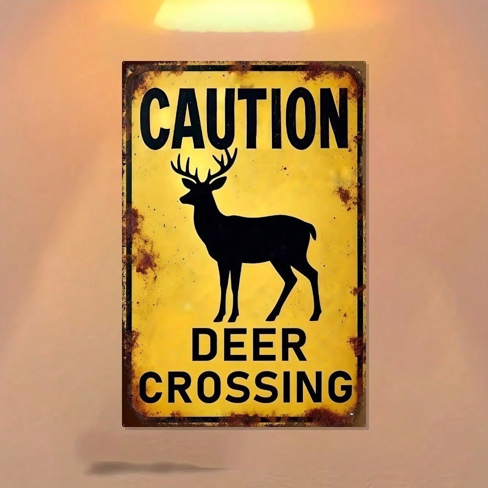 CIFbuy Deer Crossing Metal Sign Decoração De Parede De Fazenda Vintage 8x12 Polegadas