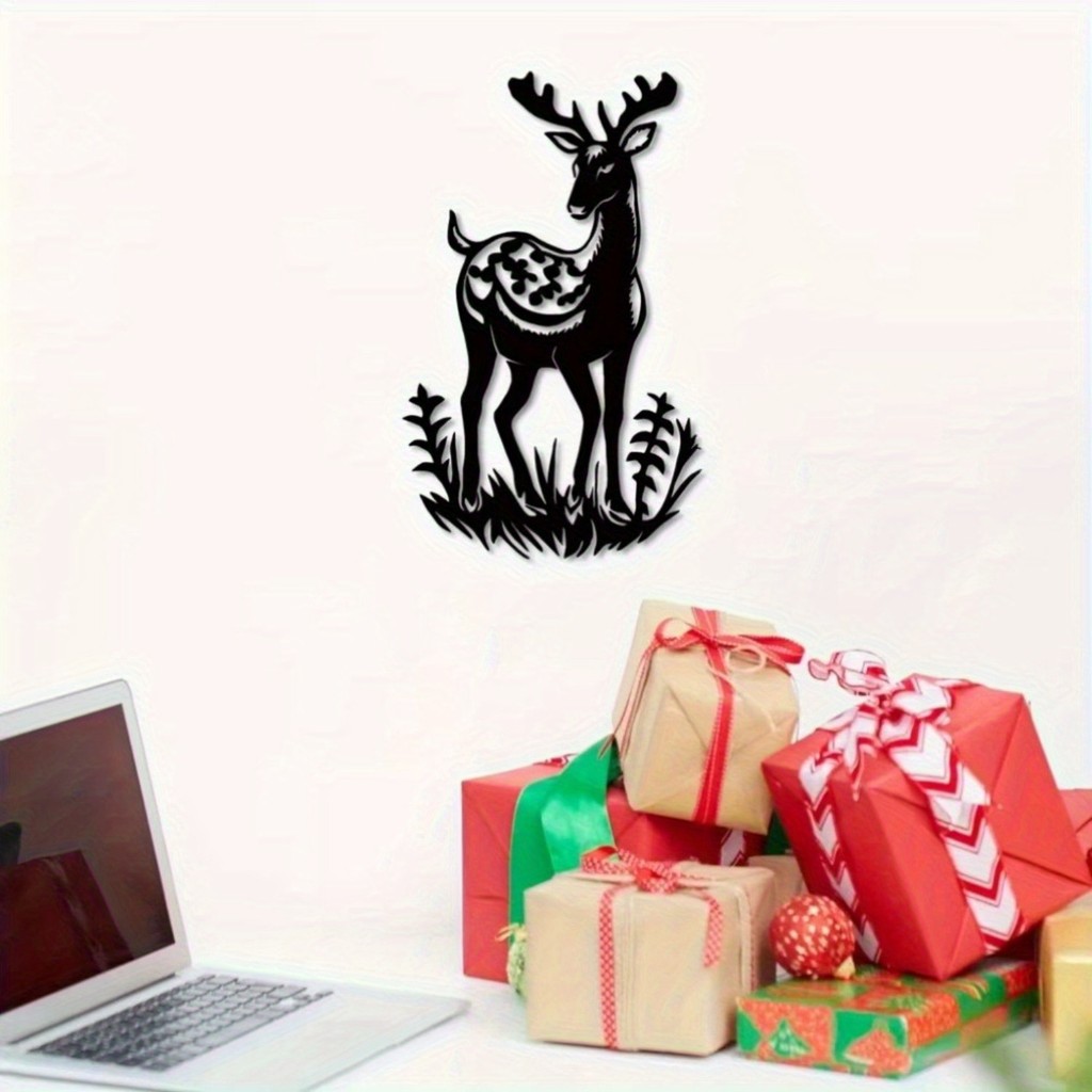 CIFbuy Festive Deer Wall Art – Escultura De Metal Premium Para O Natal , Decoração Rústica E Moderna Casa , Presente De