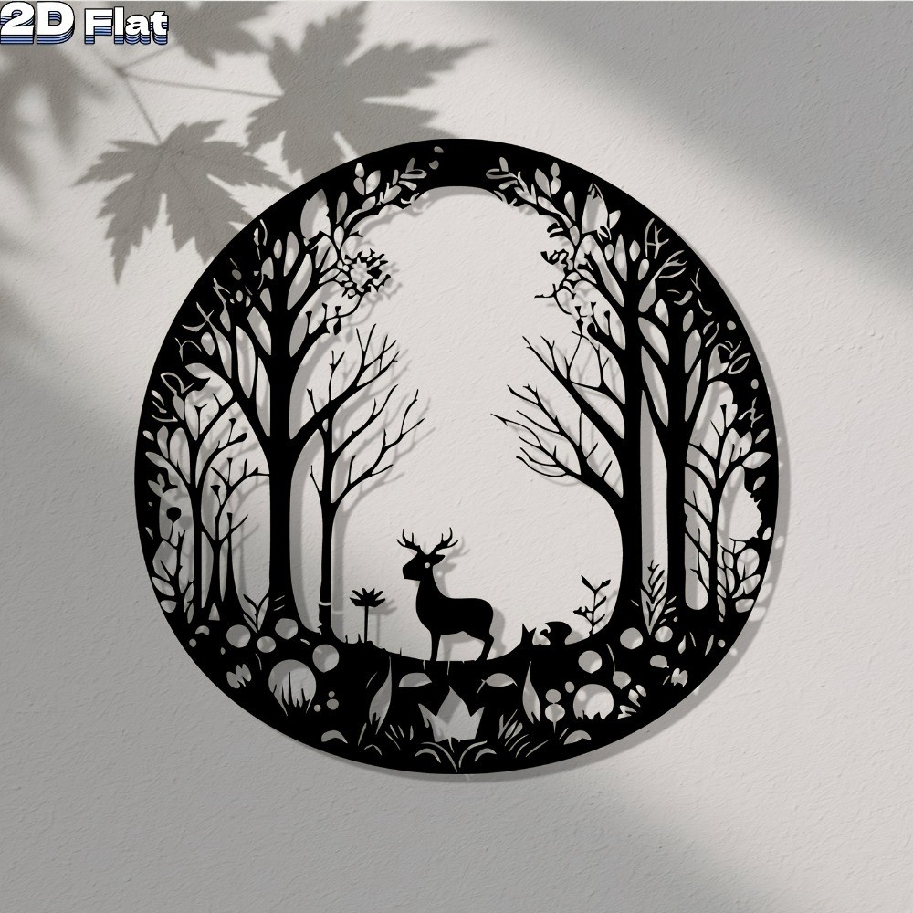 CIFbuy Moderno Metal Deer Forest Arte De Parede De Alumínio Decoração Durável À Prova D'água Para Sala De Estar Cerca De